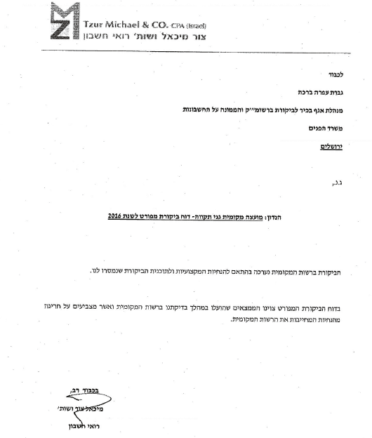 גני תקווה – ליקוים בדוח הביקורת משרד הפנים