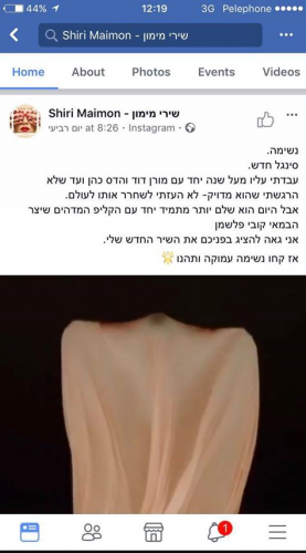 מתוך עמוד הפייסבוק של שירי מימון