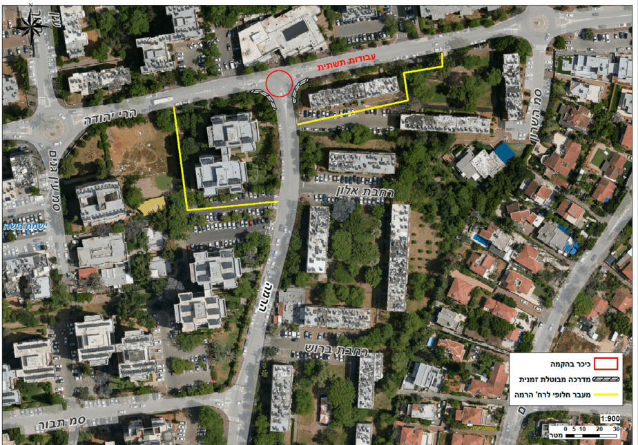 מעברים חלופיים להולכי רגל בשל העבודות בצומת הרי יהודה/הרמה. קרדיט: מתוך אתר המועצה המקומית גני תקווה