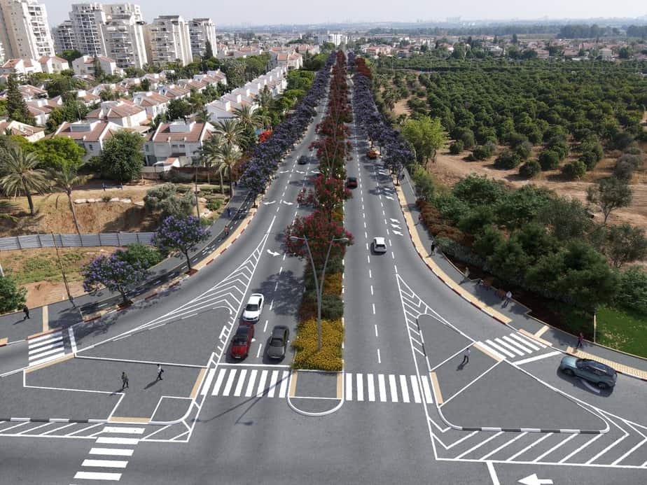הדמיה של רחוב יגאל אלון באור יהודה. הדמיה: עיריית אור יהודה