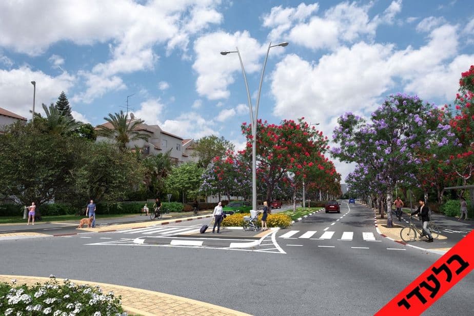 הדמיה של רחוב יגאל אלון באור יהודה. הדמיה: עיריית אור יהודה