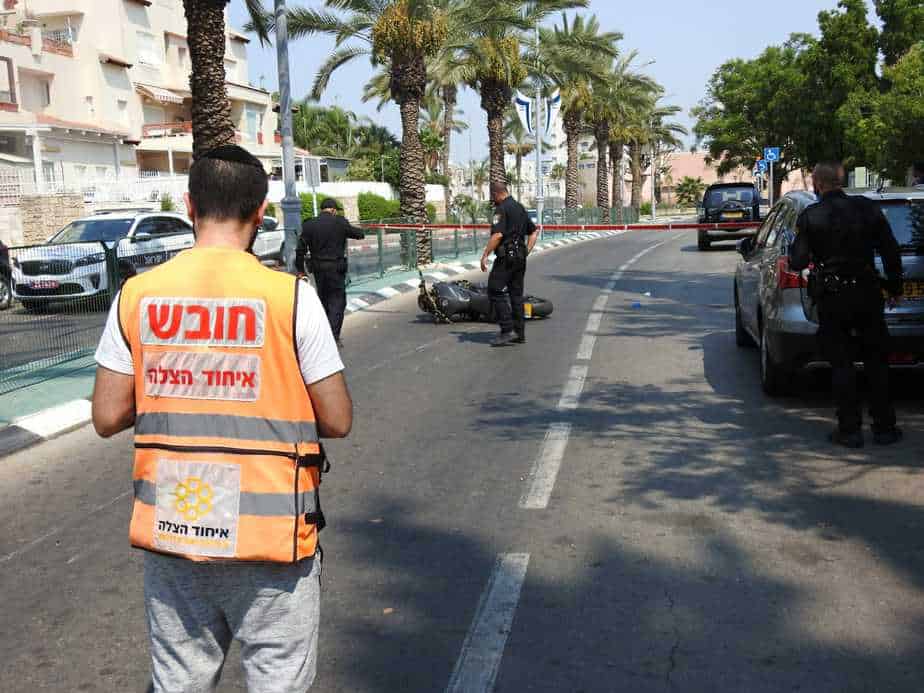 מקום האירוע ברחוב מנחם בגין באור יהודה. צילום: דוברות איחוד הצלה