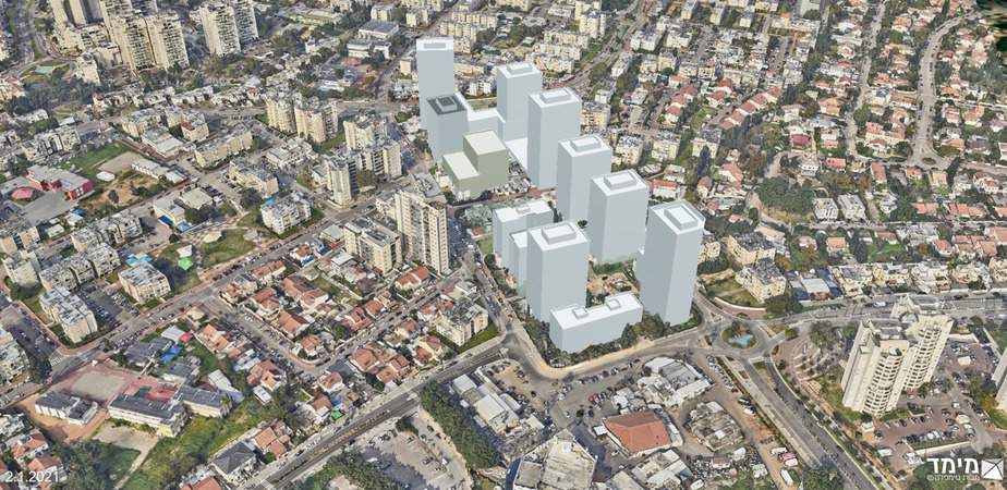 הדמיה של "מתחם המלבן" בשכונת קריית גיורא באור יהודה. צילום: דוברות עיריית אור יהודה