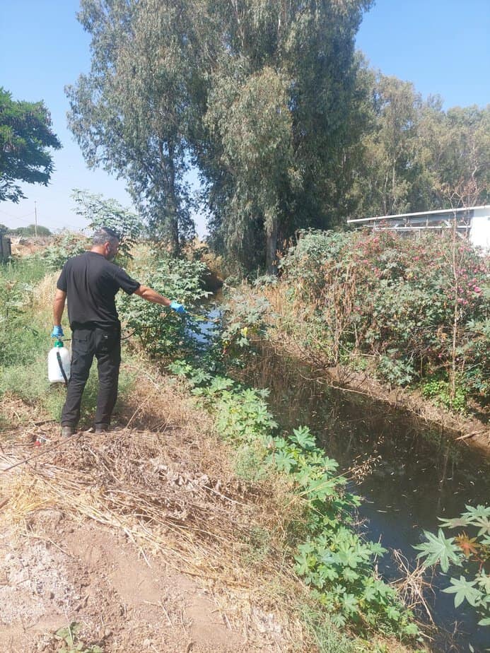 מטפלים במטרד היתושים צילום: דוברות עיריית יהוד-מונוסון